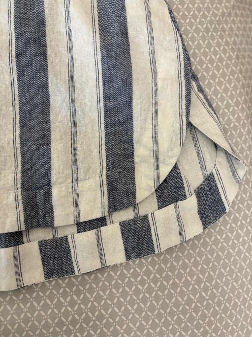Small Madewell Blue White Herringbone Striped Linen Blend Sleeveless Shirt - Picture 13 of 15